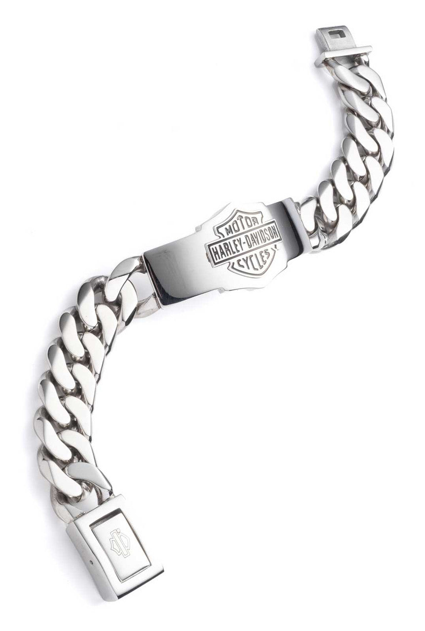 Bracciale da uomo Harley-Davidson® con catena spessa Bar & Shield in acciaio inossidabile