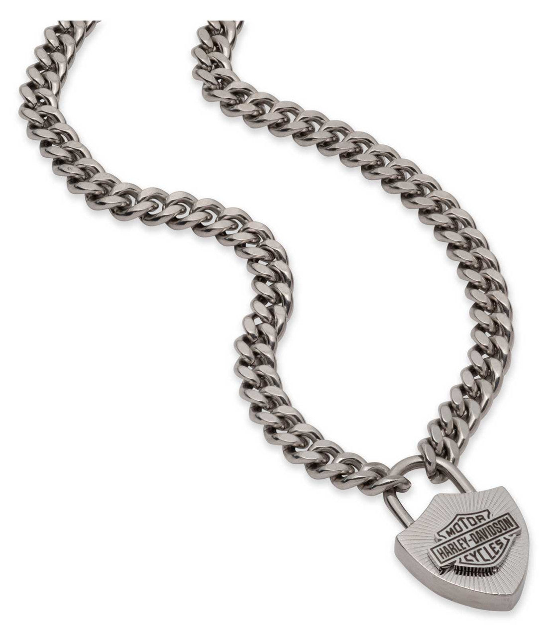 Collana con ciondolo a forma di lucchetto a forma di barra e scudo Harley-Davidson® da uomo