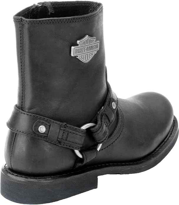 Harley-Davidson® Scout Black 7-Inch Leather Boots, Side Entry Inside Zip.
