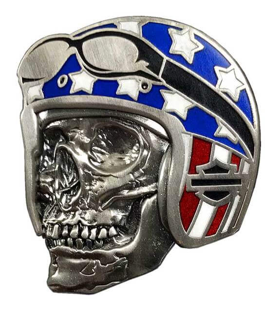 Spilla con bandiera da motociclista da 1,25 pollici, finitura nichel anticato