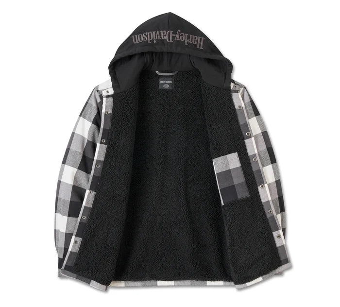 Giacca camicia con cappuccio Traveler - Plaid - Harley Black e Blackened Pearl