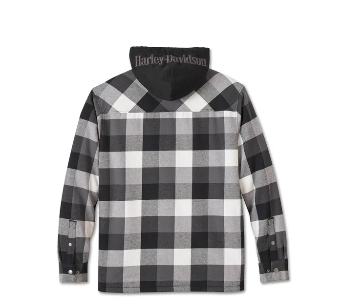 Giacca camicia con cappuccio Traveler - Plaid - Harley Black e Blackened Pearl