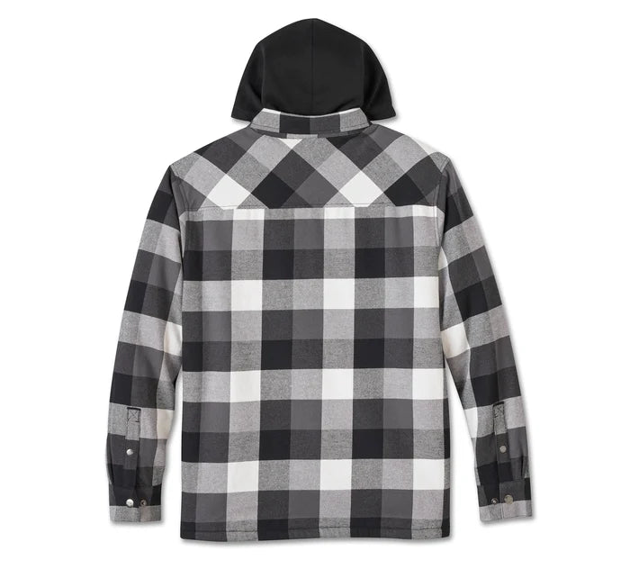 Giacca camicia con cappuccio Traveler - Plaid - Harley Black e Blackened Pearl