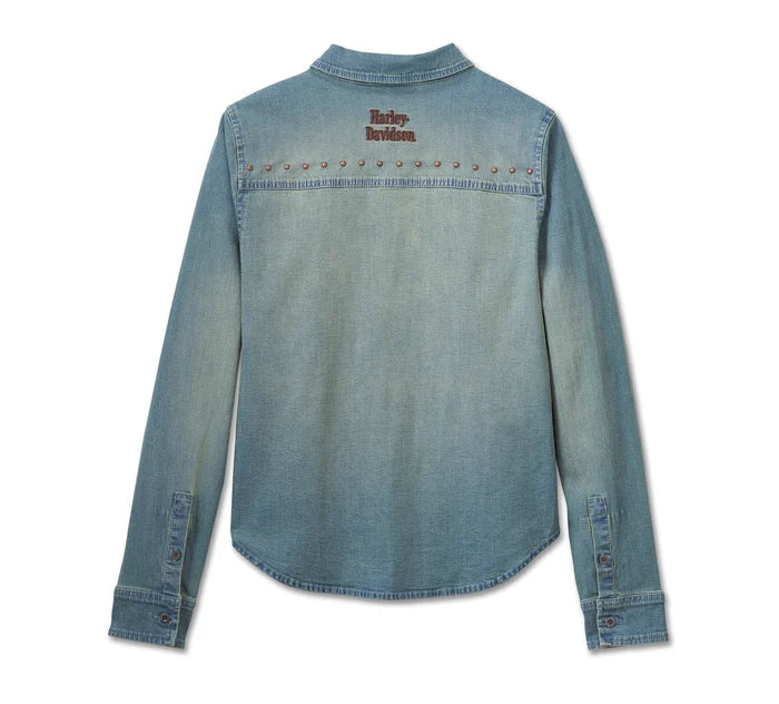 Camicia H-D in denim con borchie Donna
