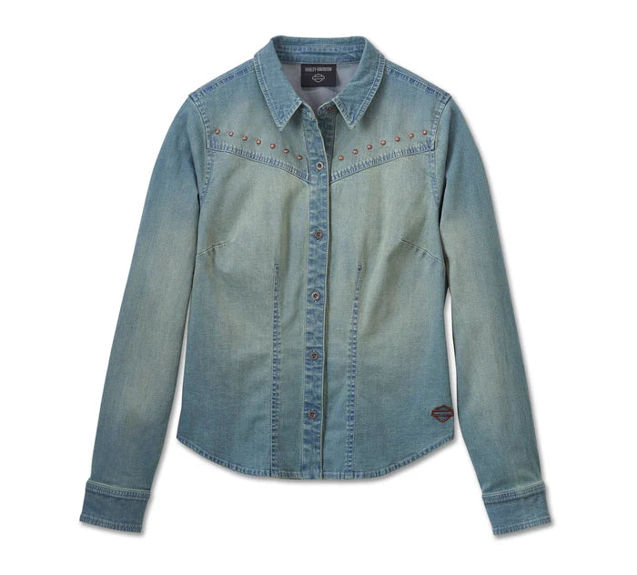 Camicia H-D in denim con borchie Donna
