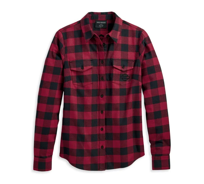 Camicia da donna retrò Buffalo Plaid - YD Plaid - Rosso tibetano