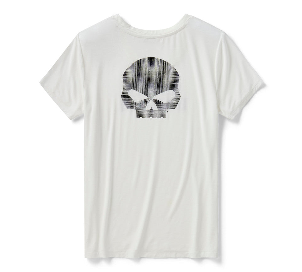 Maglia a V Willie G Skull Bling da donna - Cloud Dancer