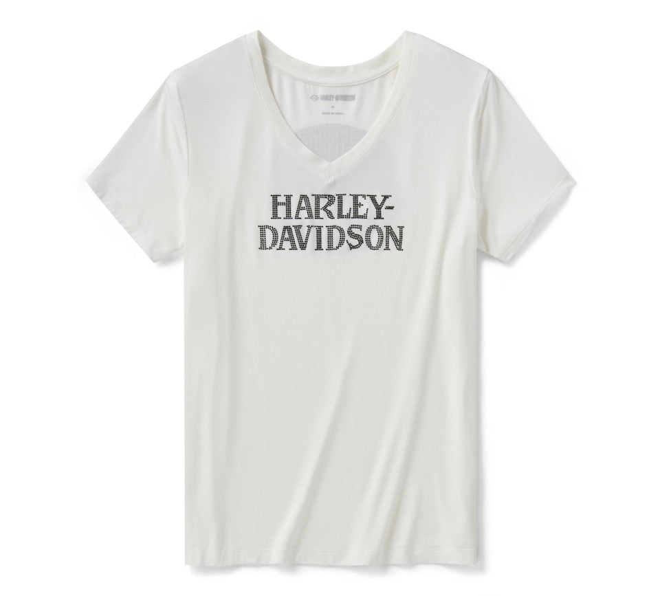 Maglia a V Willie G Skull Bling da donna - Cloud Dancer