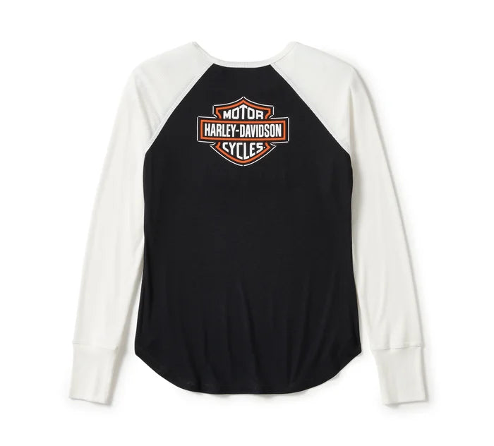 Maglia raglan a maniche lunghe Essential Arched Font - Colorblock - Harley Black & Cloud Dancer