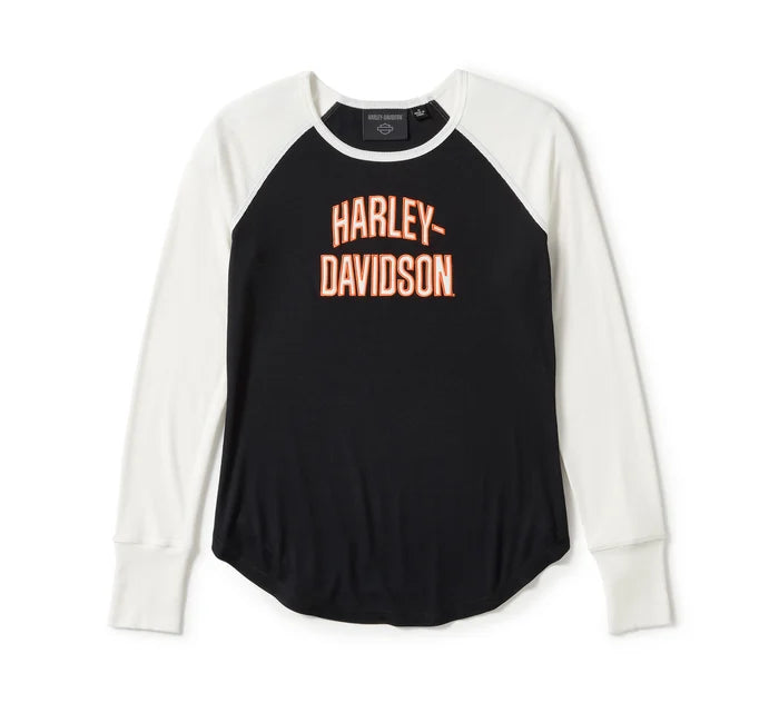 Maglia raglan a maniche lunghe Essential Arched Font - Colorblock - Harley Black & Cloud Dancer