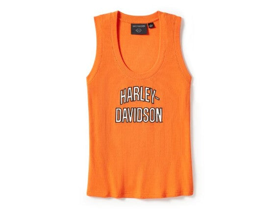 Harley-Davidson® Essential Arched Font Ribbed Orange Tank Top