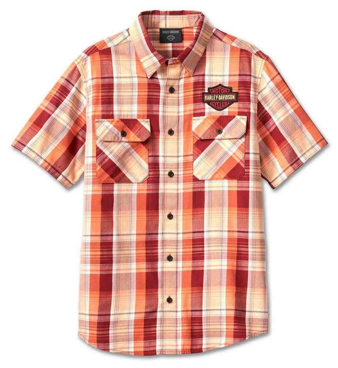 Camicia a quadri a maniche corte Bar & Shield da uomo Harley-Davidson®, Merlot