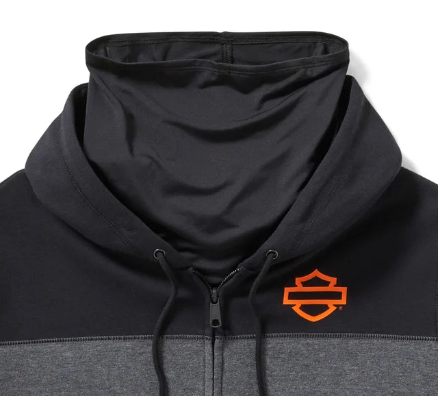 Felpa con cappuccio e zip Harley-Davidson HD Tech Gaiter nera/grigia