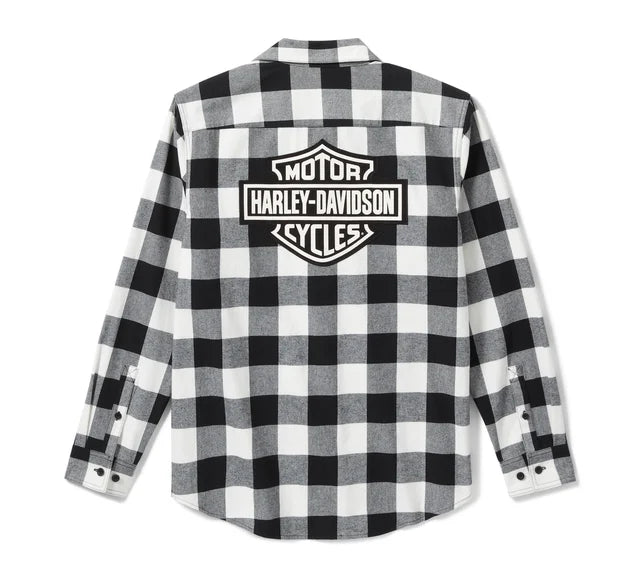 Flanella Bar & Shield Buffalo Check da uomo - Plaid - Harley Black & Cloud Dancer