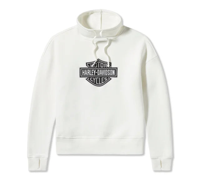 Women's Essential Bar & Shield Funnel Neck Pullover - Cloud Dancer