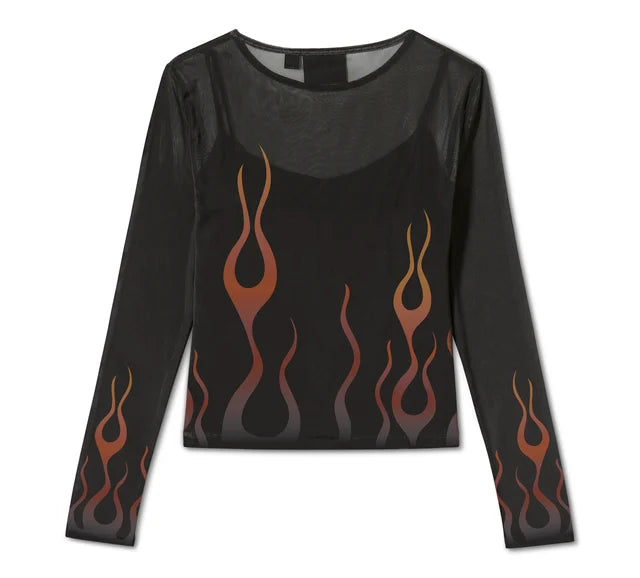 Top in rete Flames For Days da donna - Harley Black