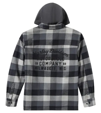 Giacca a quadri con cappuccio Harley-Davidson Traveler grigia
