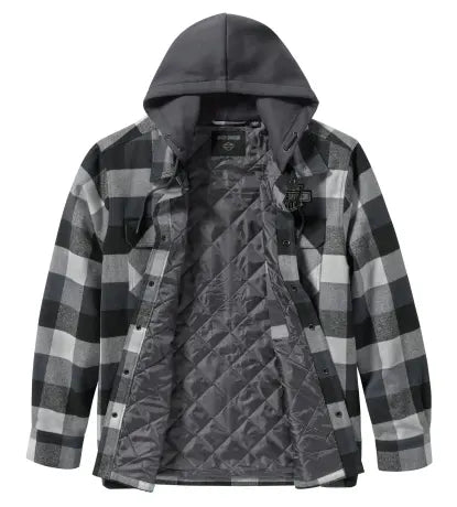 Giacca a quadri con cappuccio Harley-Davidson Traveler grigia