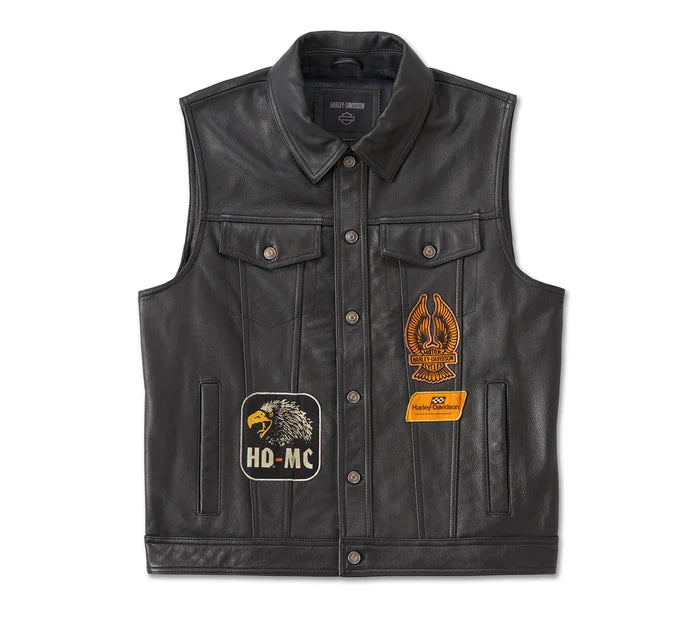 Gilet in pelle Fuel to Flames da uomo