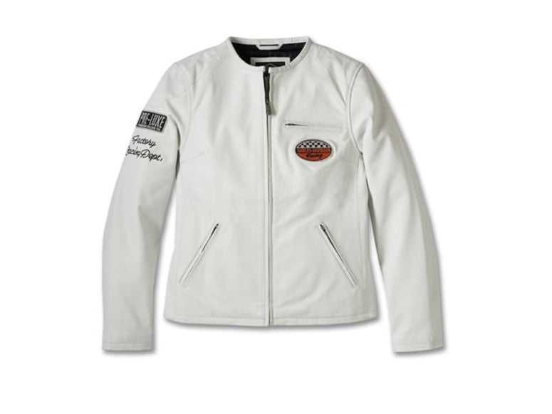 Giacca in pelle Cafe Racer 120° anniversario da donna