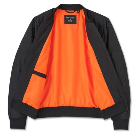 Giacca bomber da donna Harley-Davidson Old English Rose trapuntata nera