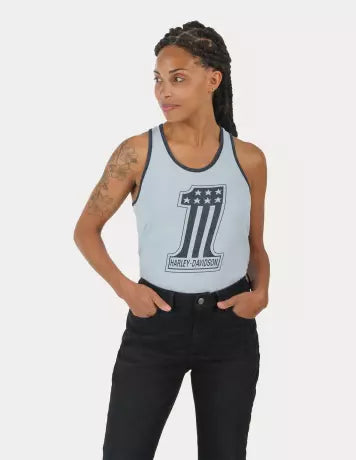 Canotta da donna Harley-Davidson National Anthem Twist Skyway blu