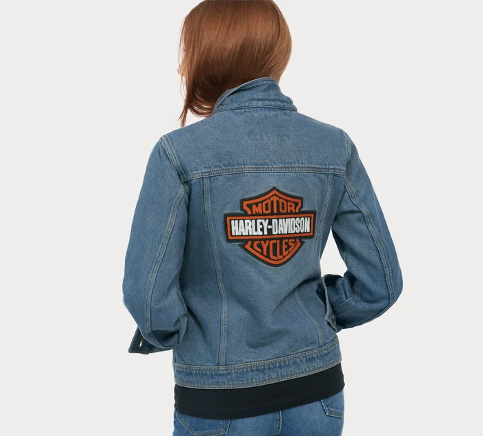 Giacca in denim con logo Bar & Shield da donna