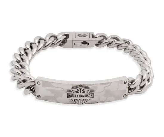 Bracciale da uomo Harley-Davidson con barra identificativa Bar & Shield Camo Flex da 9 pollici