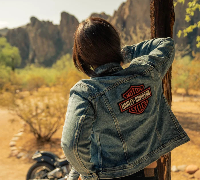 Giacca in denim Essential Bar & Shield da donna - Indaco medio