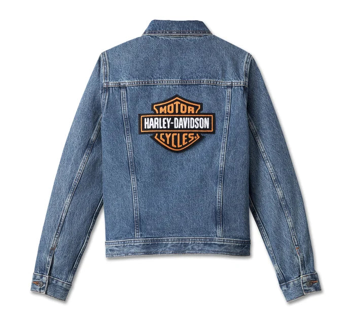 Giacca in denim Essential Bar & Shield da donna - Indaco medio