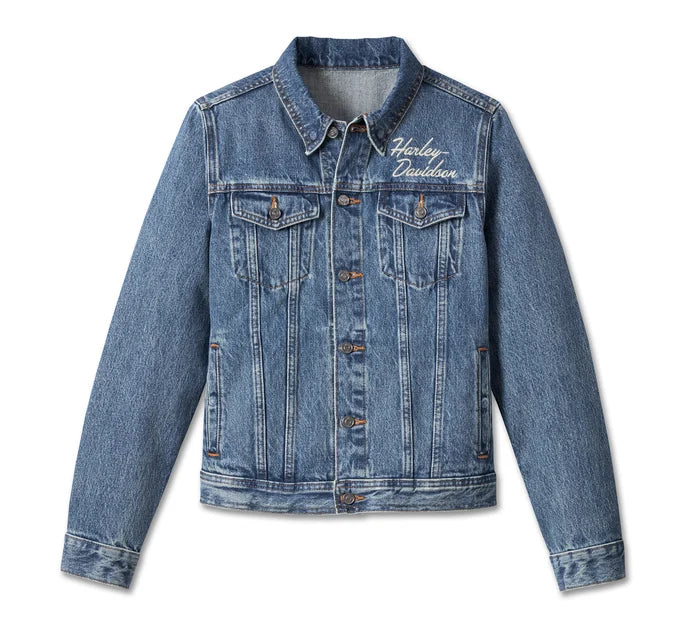 Giacca in denim Essential Bar & Shield da donna - Indaco medio