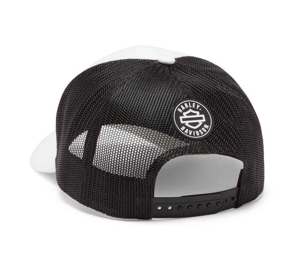 Cappellino da camionista regolabile con logo a blocchi di colore - Cloud Dancer