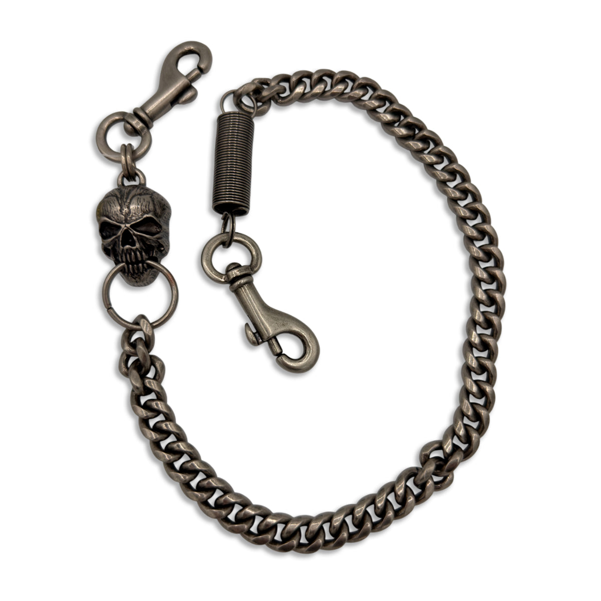 Harley-Davidson® Catena portafoglio da 24 pollici per uomini Skull & Spring, finitura antica in nichel