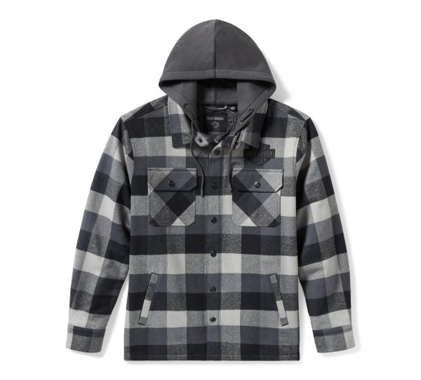 Giacca a quadri con cappuccio Harley-Davidson Traveler grigia