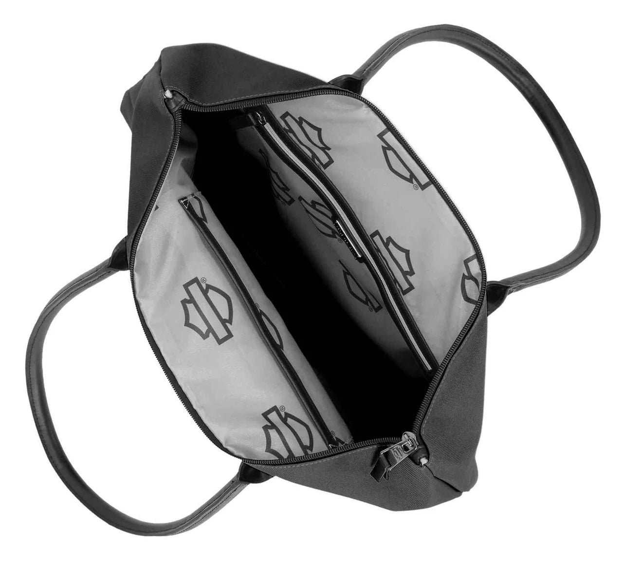 Borsa tote piatta Harley-Davidson® Open Bar & Shield con strass da donna, nera