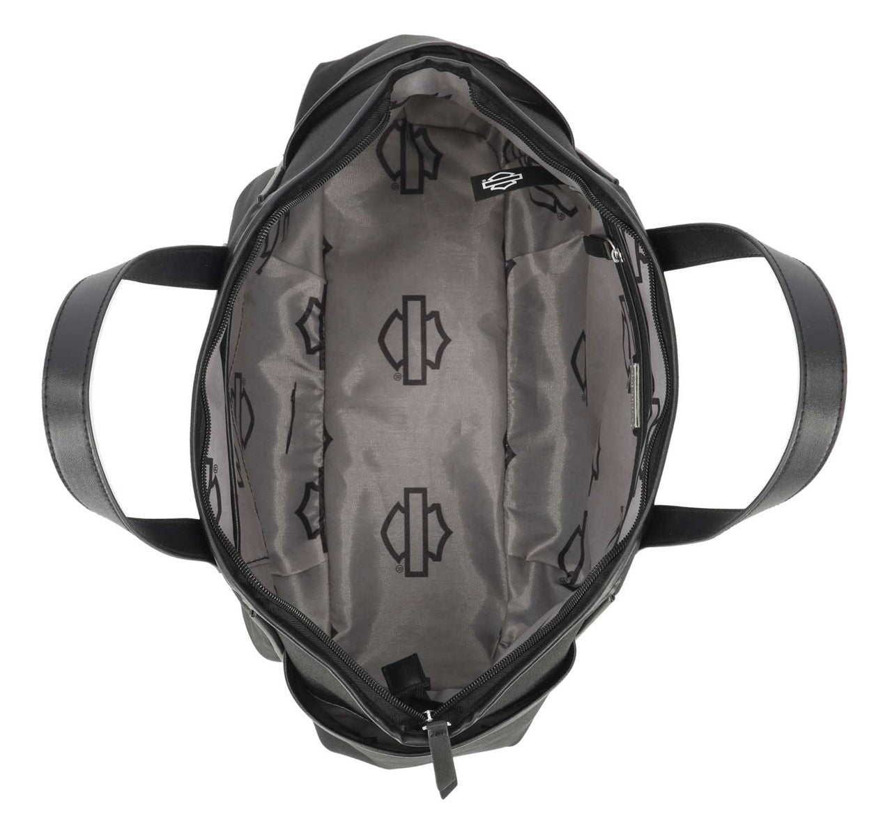 Borsa tote da donna Harley-Davidson® con teschio Willie G decorato, in poliestere, nera