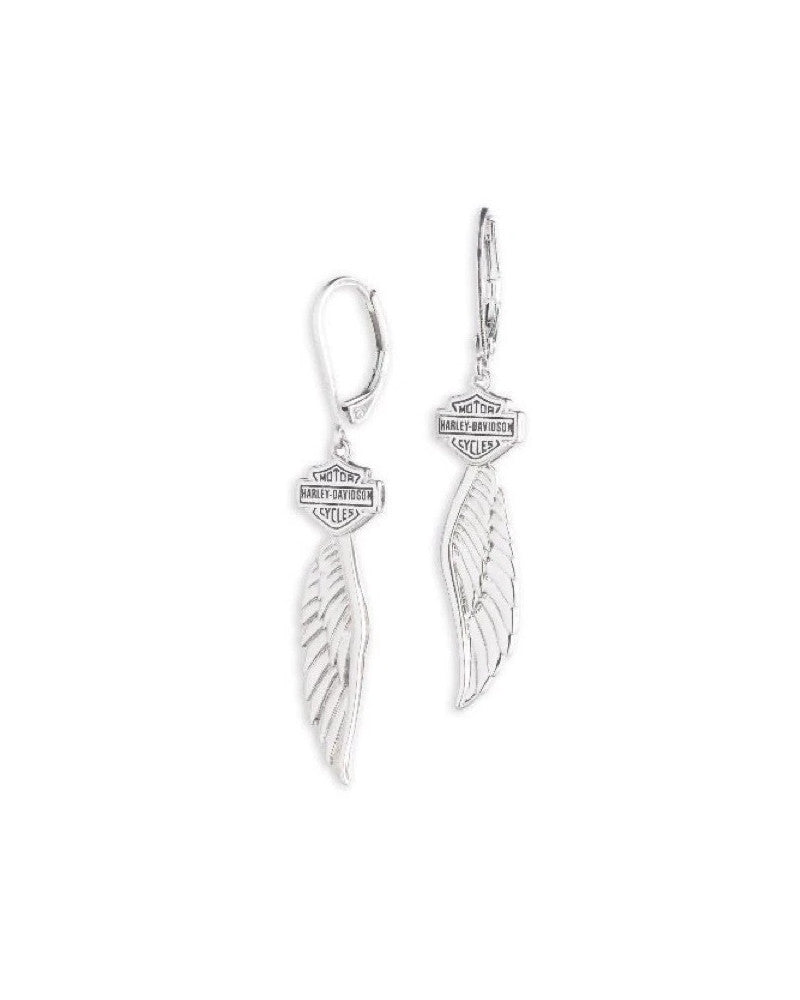 Orecchini Harley-Davidson® Women's Sterling Silver Winged Logo Drop Earrings