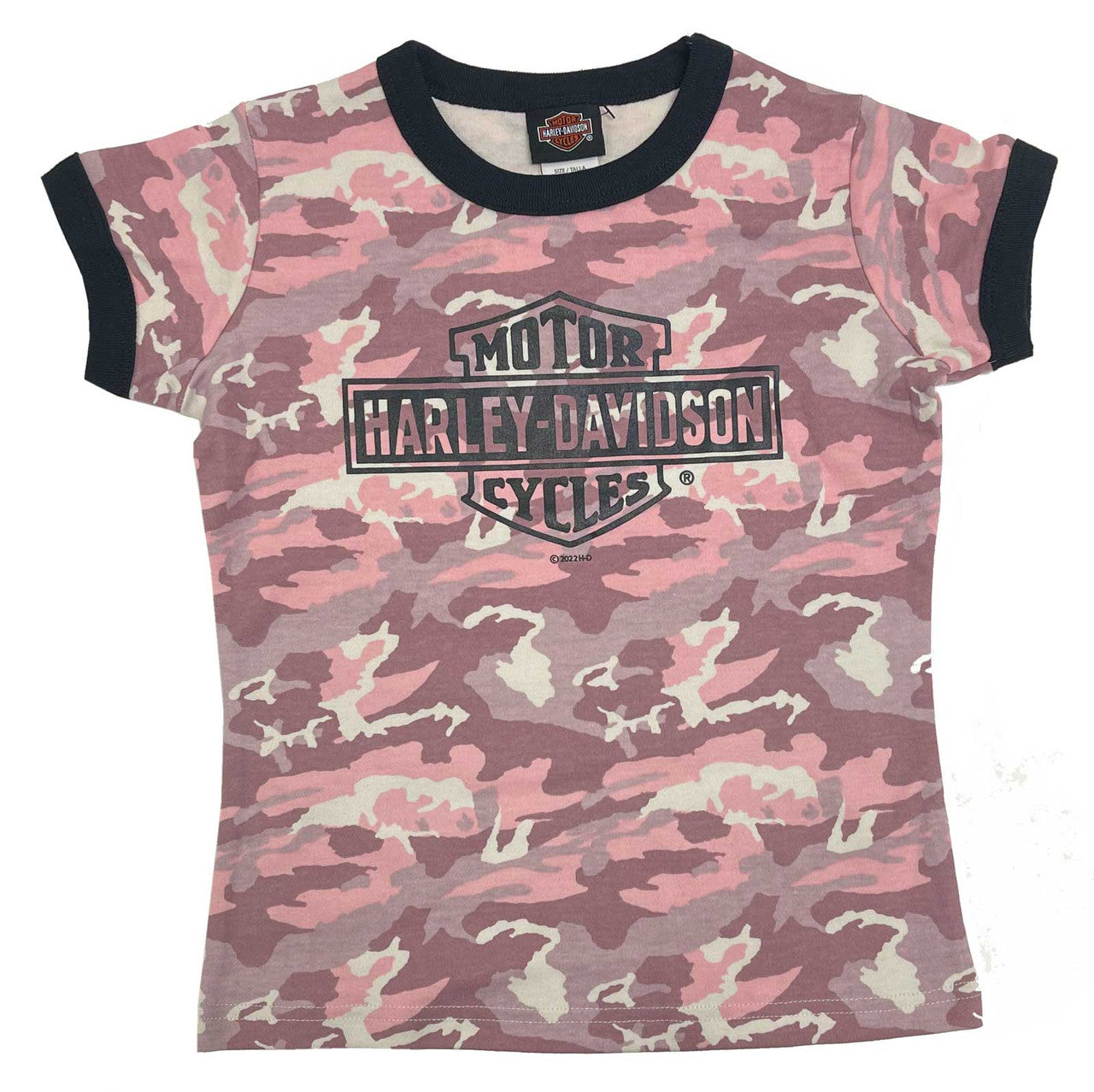 Maglietta a maniche corte con stampa mimetica B&S per bambine Harley-Davidson®, rosa