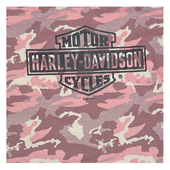 Maglietta a maniche corte con stampa mimetica B&S per bambine Harley-Davidson®, rosa