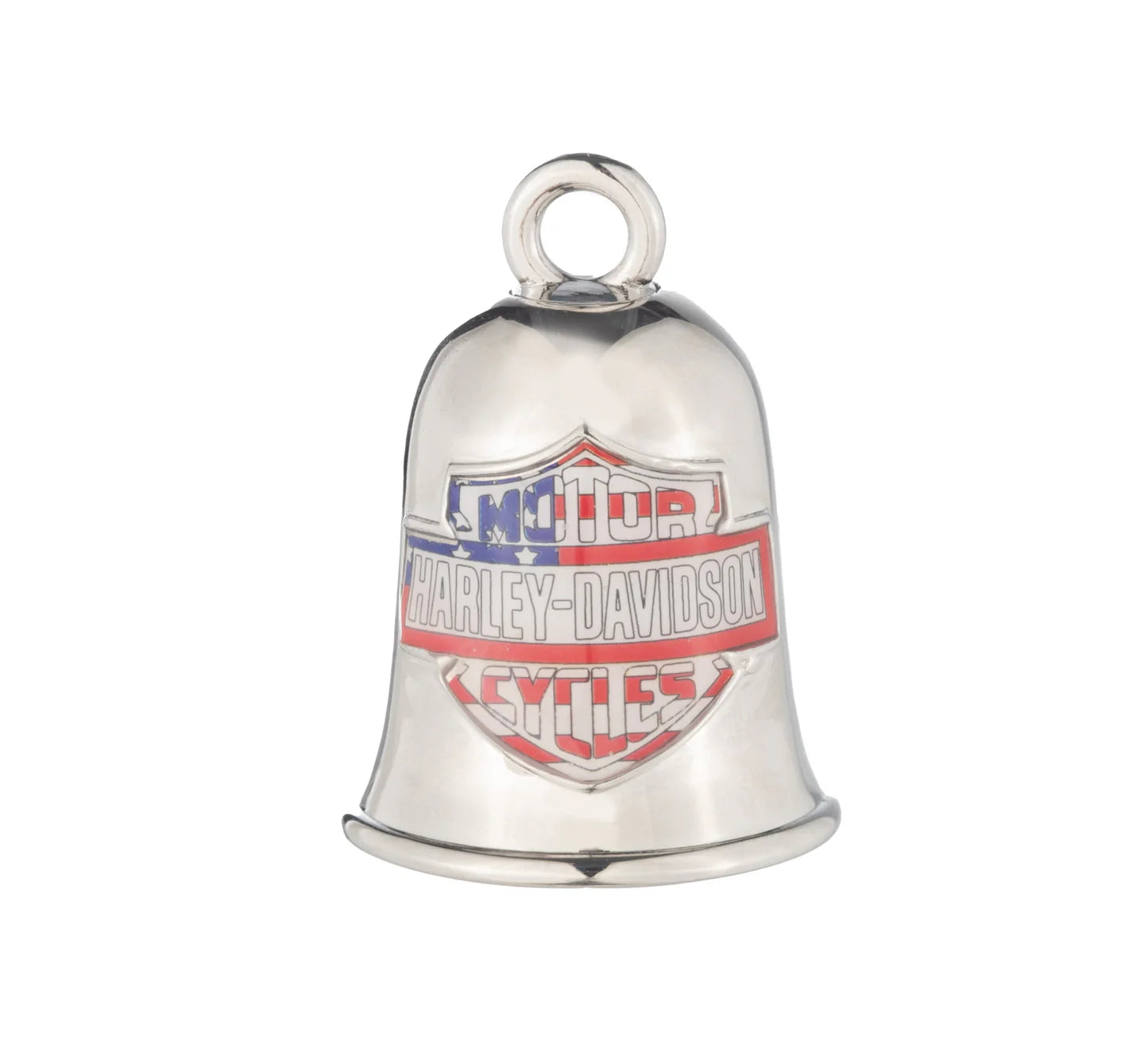 Campanello B&S Ride Bell rosso, bianco e blu per Harley-Davidson®, finitura argento