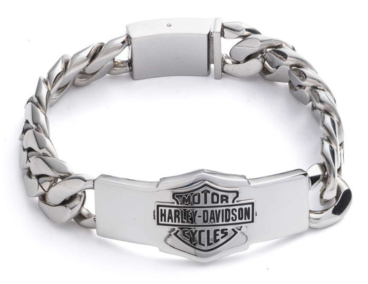 Bracciale da uomo Harley-Davidson® con catena spessa Bar & Shield in acciaio inossidabile