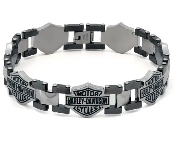 Bracciale Harley-Davidson con catena bicolore Bar & Shield da 9 pollici
