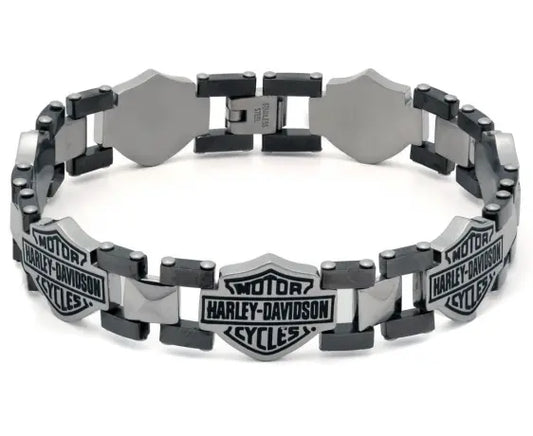 Bracciale Harley-Davidson con catena bicolore Bar & Shield da 9 pollici