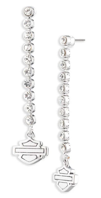 Orecchini pendenti lineari con logo Bar & Shield di Harley-Davidson® da donna, argento