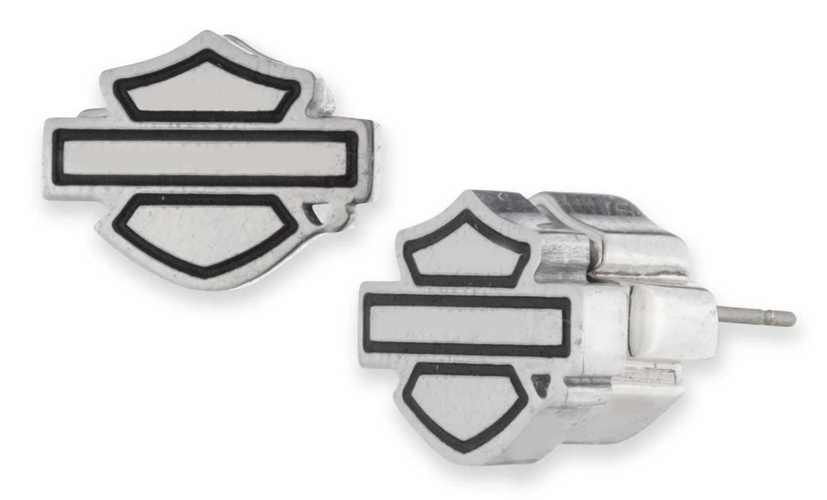 Orecchini a perno da donna Harley-Davidson® con logo Bar & Shield da 8 mm, in acciaio inossidabile