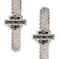 Orecchini a cerchio ovali Harley-Davidson® da donna con logo Bar & Shield e cristalli incastonati, colore argento.