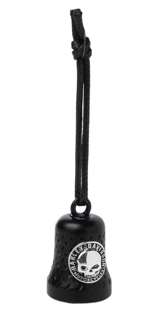 Campanello da viaggio Harley-Davidson® HD con logo Willie G Skull inciso in argento e cravatta, nero