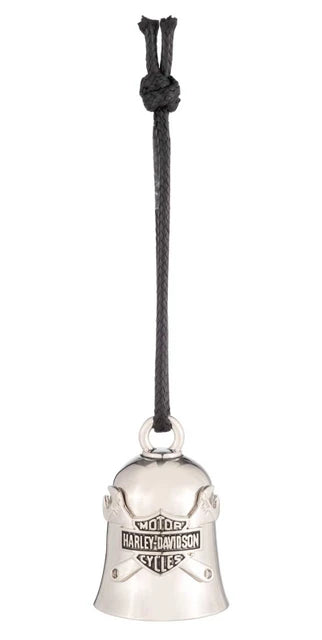 Campanello da viaggio Harley-Davidson® con logo a barra e scudo, finitura argent