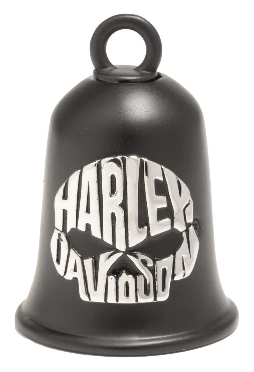 Campanello di marcia Harley-Davidson® Willie G Skull Script a contrasto, finitura nera