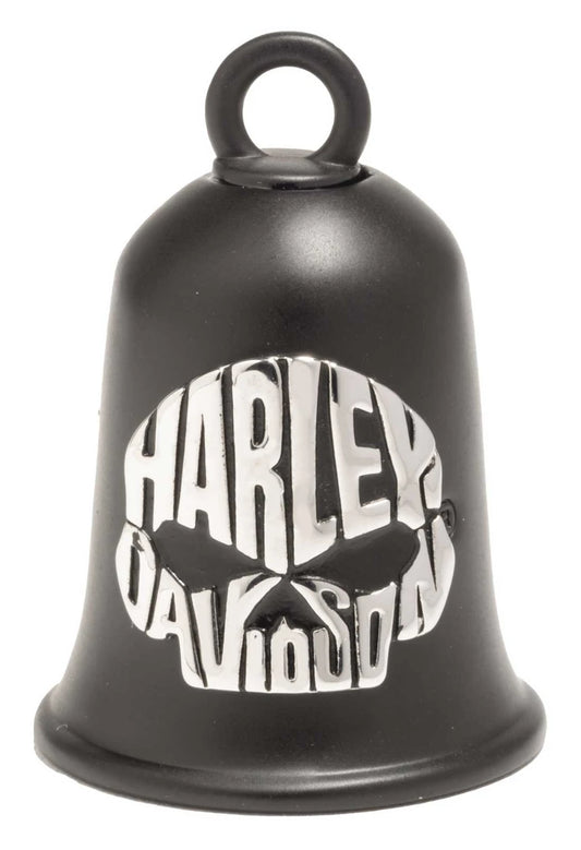 Campanello di marcia Harley-Davidson® Willie G Skull Script a contrasto, finitura nera